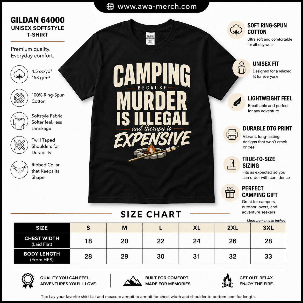 Camping Because Murder Is Illegal Shirt