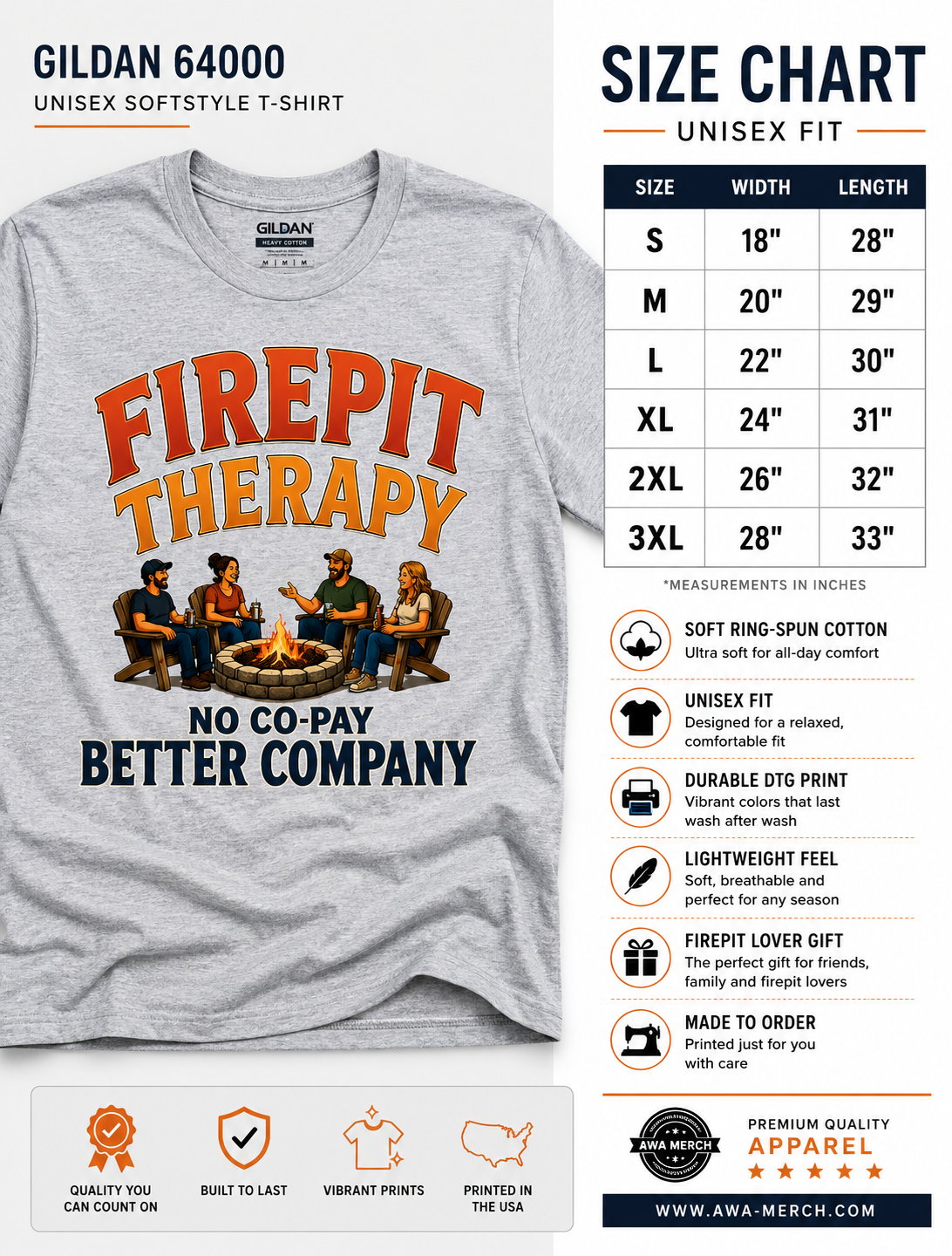 Firepit Therapy No Co-Pay Better Company T-Shirt