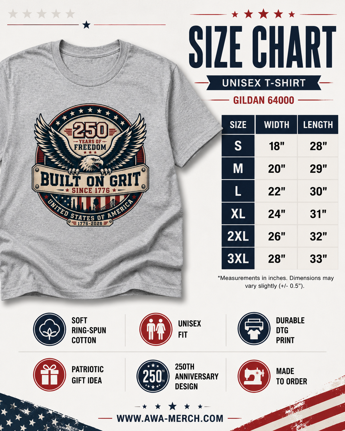 Built On Grit Since 1776 Patriotic Eagle T-Shirt