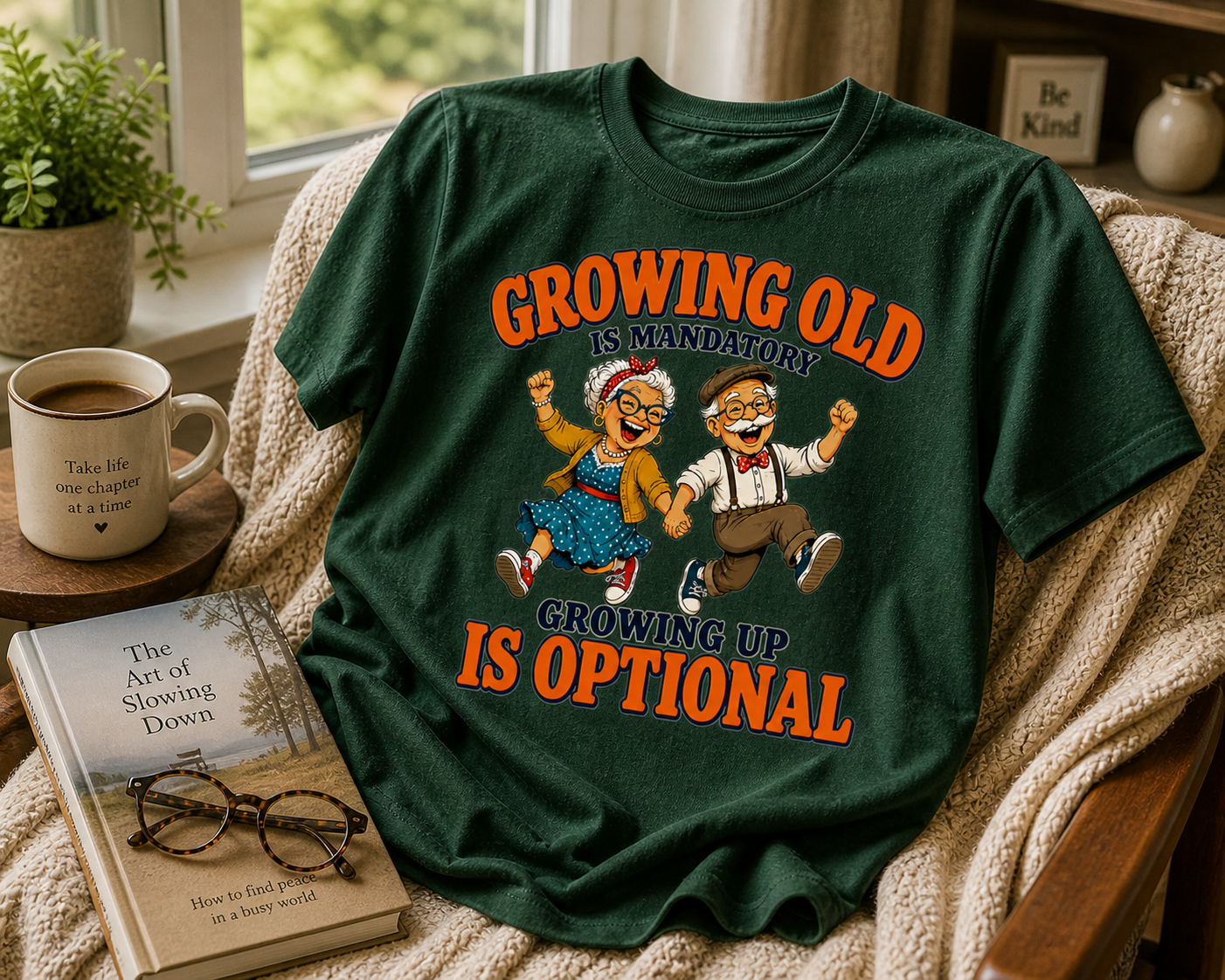 Growing Old Is Mandatory, Growing Up Is Optional Tee