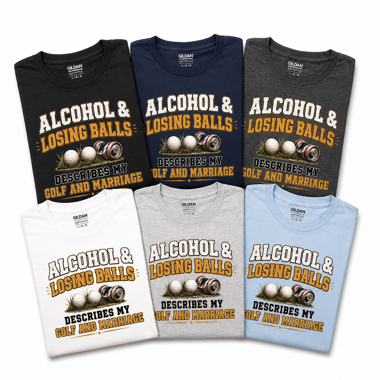 Alcohol & Losing Balls Shirt Funny Golf T-Shirt Golf and Marriage Humor Tee Golfer Gift
