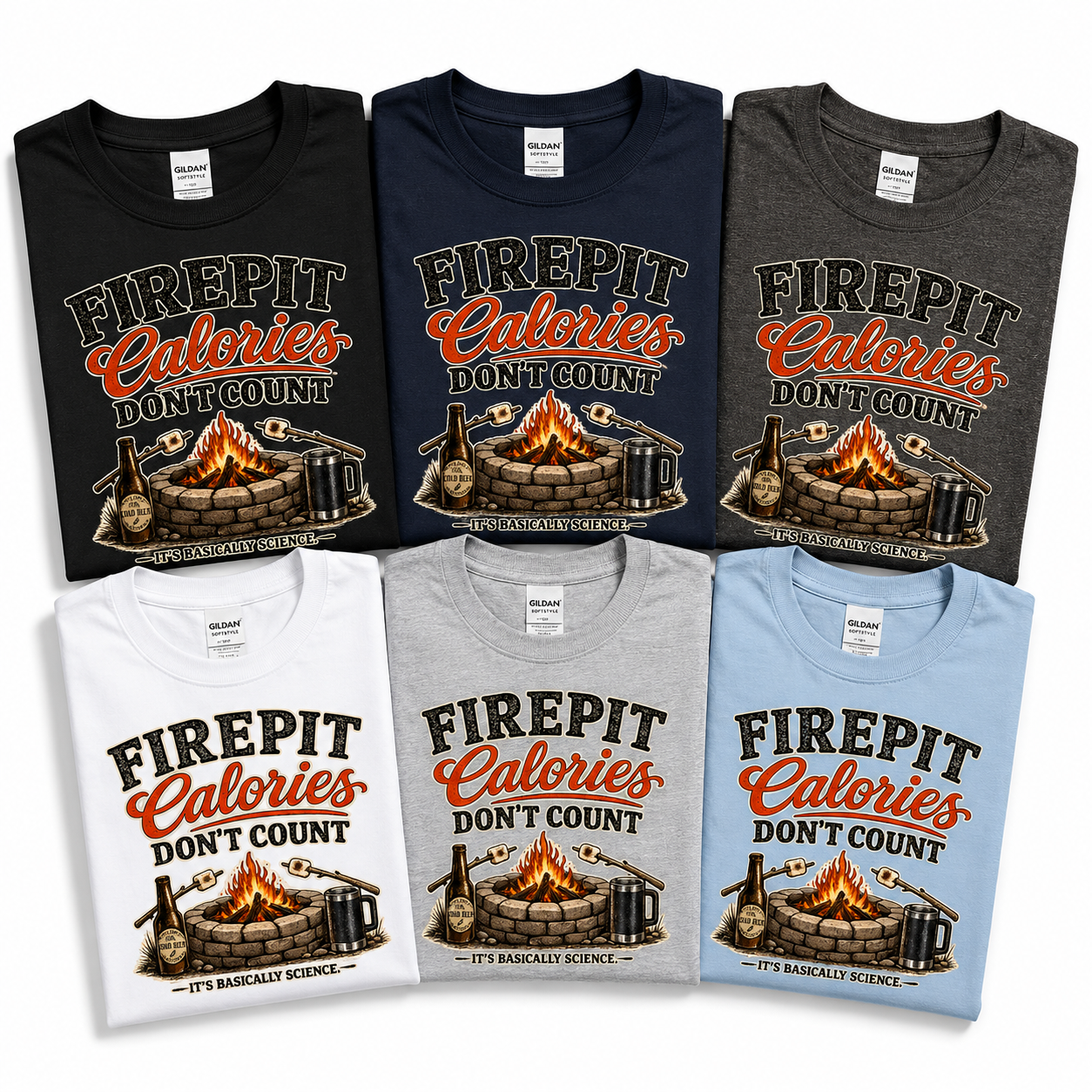 Firepit Calories Don't Count Shirt | Funny Backyard Firepit Tee | Campfire Drinking Shirt | Firepit Lover Gift