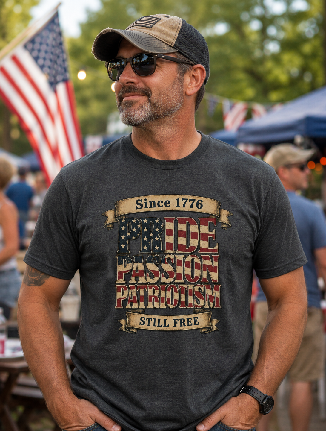 Pride Passion Patriotism Still Free Patriotic American T-Shirt