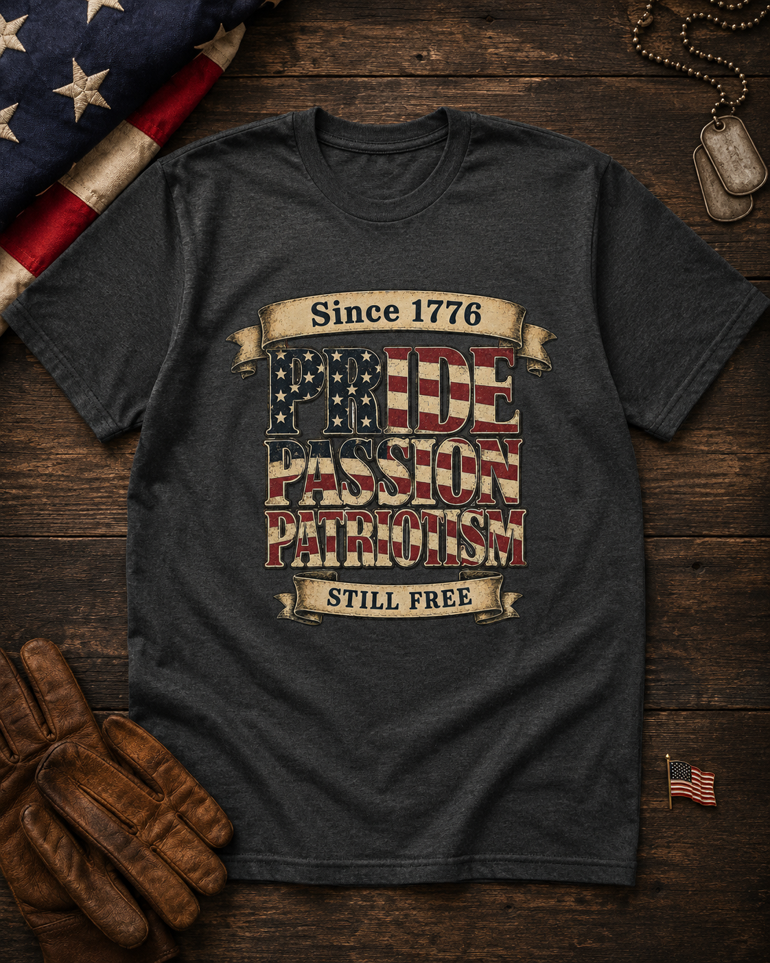 Pride Passion Patriotism Still Free Patriotic American T-Shirt