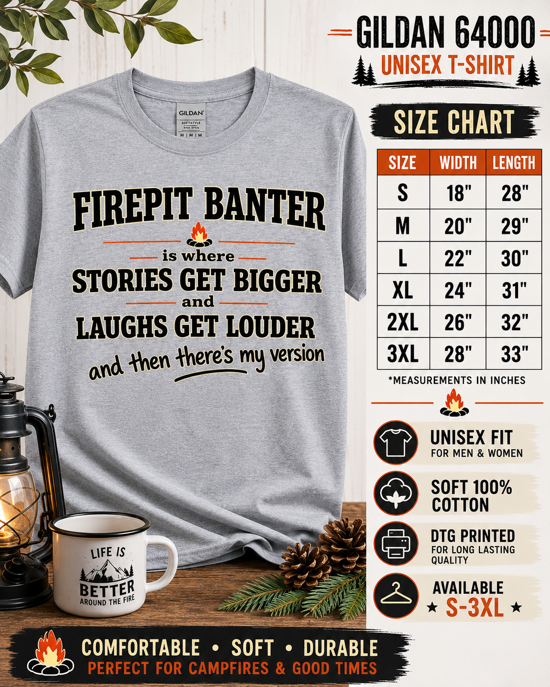Firepit Banter Shirt | Funny Camping Tee | Campfire Stories Shirt | Camper Gift | Camp Life T-Shirt